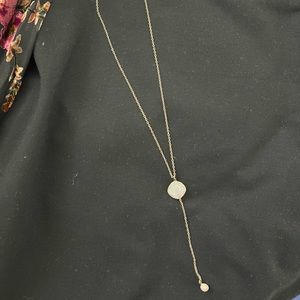 White Stone Lariat Necklace